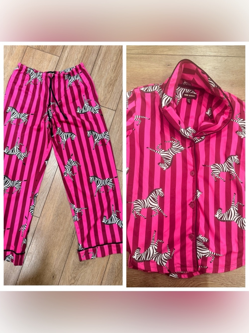 Women’s Hot Pink Zebra Stripe Pajama set 0392